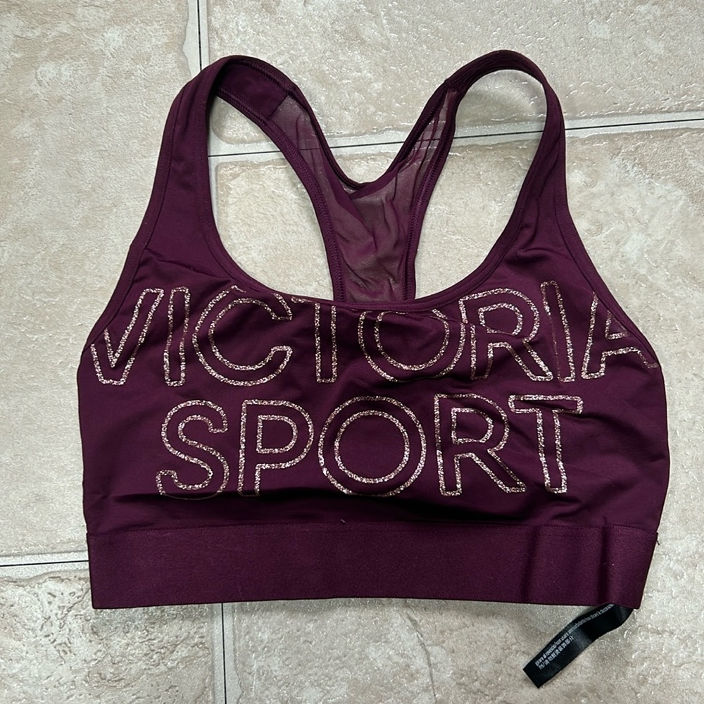 Burgundy and rose gold Victoria Sport Sports Bra